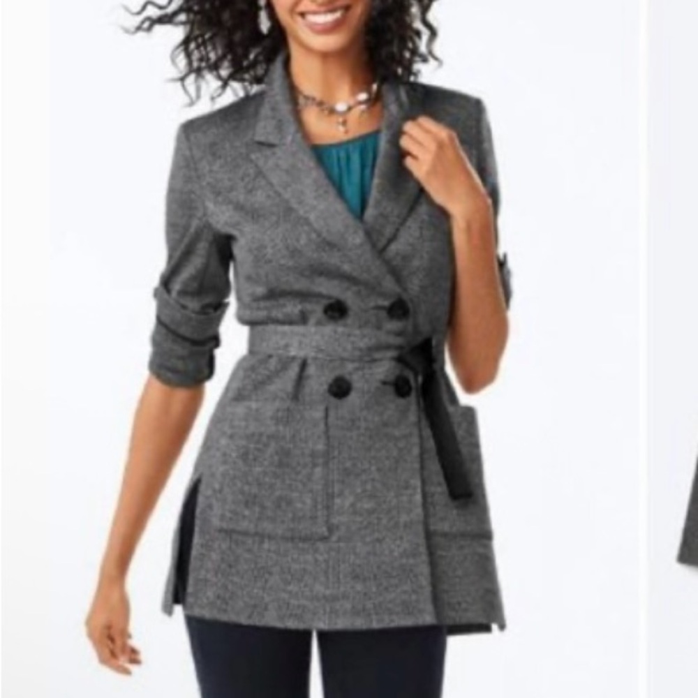 CAbi Charcoal Double-Breasted Blazer NWOT